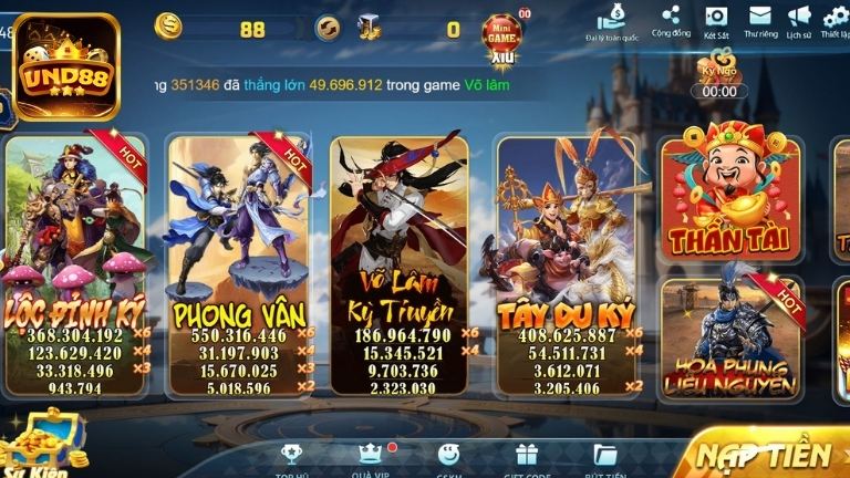 Các tựa game nổ hũ được yêu thích nhất tại VND88