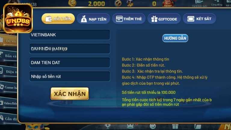 Hướng dẫn rút tiền VND88 dễ hiểu
