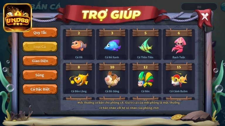 Tỷ lệ thưởng của từng loài cá tại Fishdom VND88